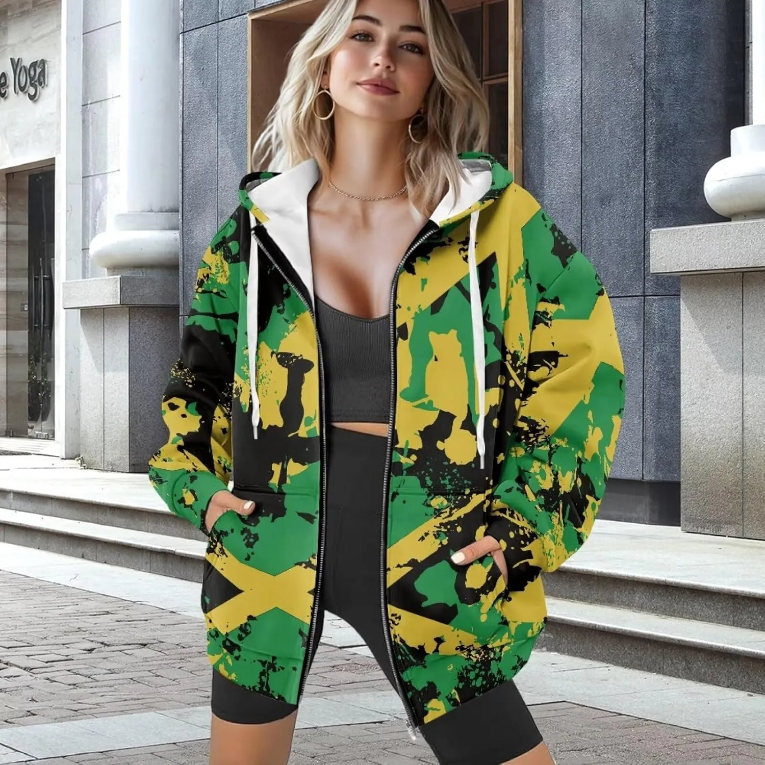 Womens Oversized Hoodie with Zipper and Pocket Hooded Graphic Sweatshirt Women Pullover Sweater Women Size XS-4XL