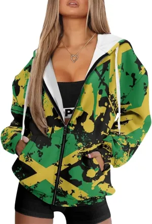 Womens Oversized Hoodie with Zipper and Pocket Hooded Graphic Sweatshirt Women Pullover Sweater Women Size XS-4XL