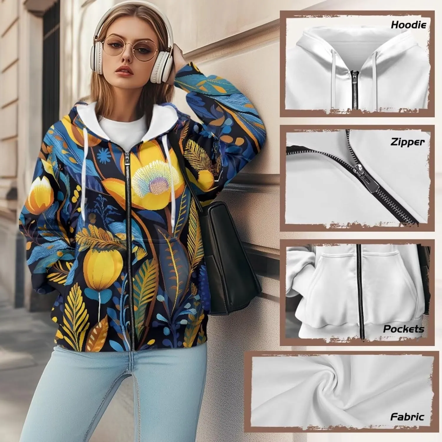 Womens Oversized Hoodie with Zipper and Pocket Hooded Graphic Sweatshirt Women Pullover Sweater Women Size XS-4XL