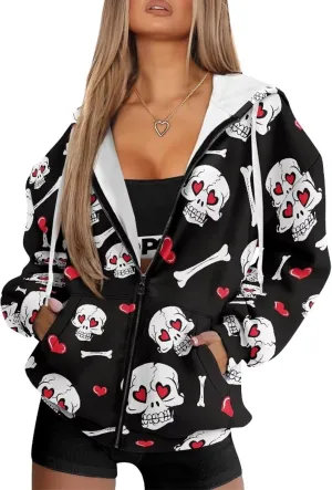 Womens Oversized Hoodie with Zipper Pockets Hooded Gradient Sweatshirt Women Zip Up Sweater Women Size XS-4XL