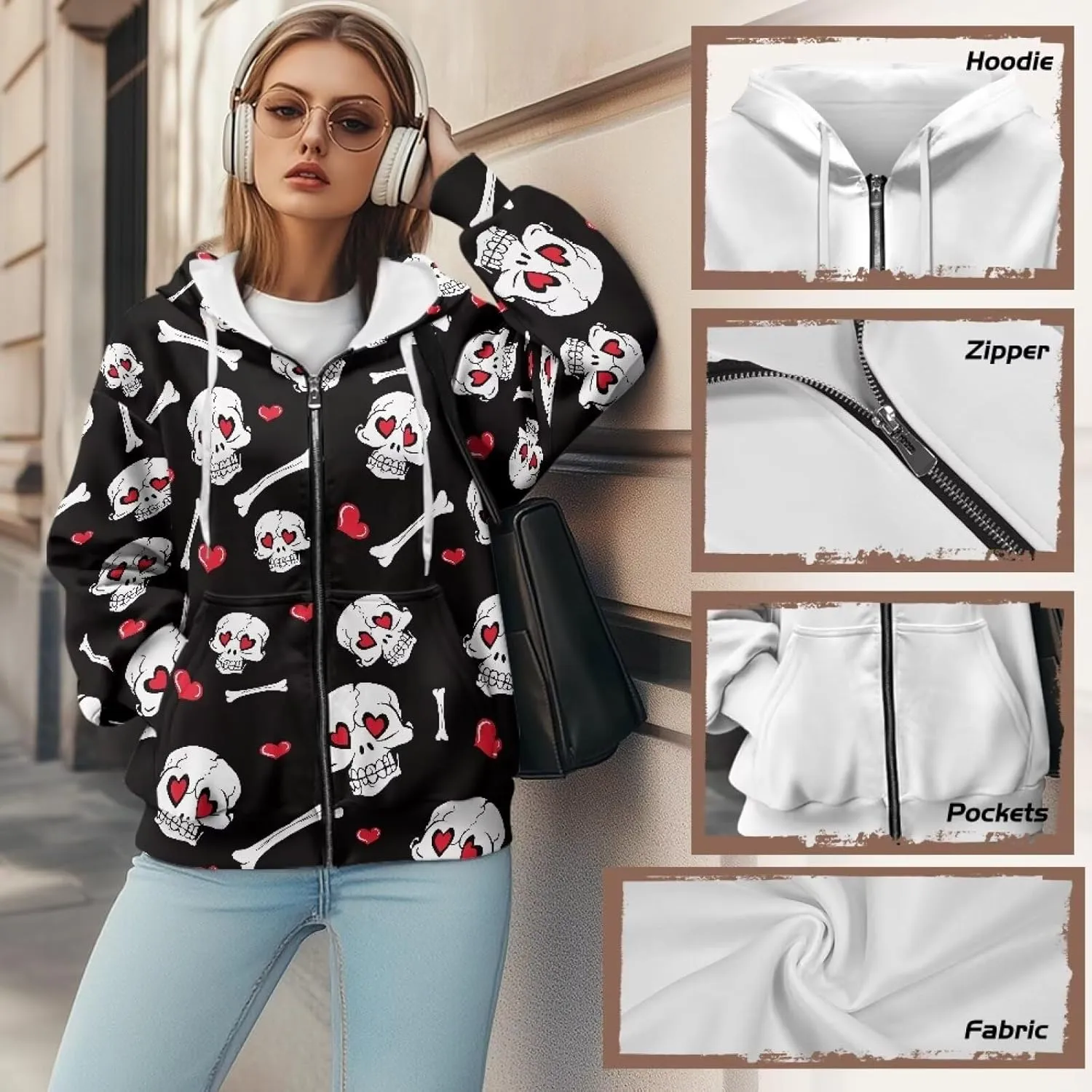Womens Oversized Hoodie with Zipper Pockets Hooded Gradient Sweatshirt Women Zip Up Sweater Women Size XS-4XL