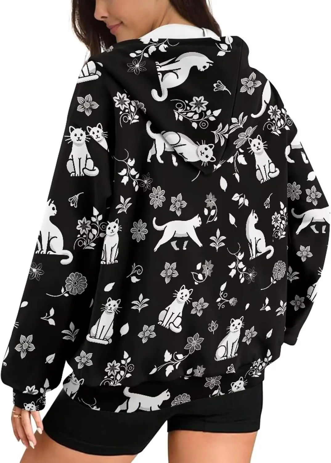Womens Oversized Hoodie with Zipper Pockets Hooded Gradient Sweatshirt Women Zip Up Sweater Women Size XS-4XL