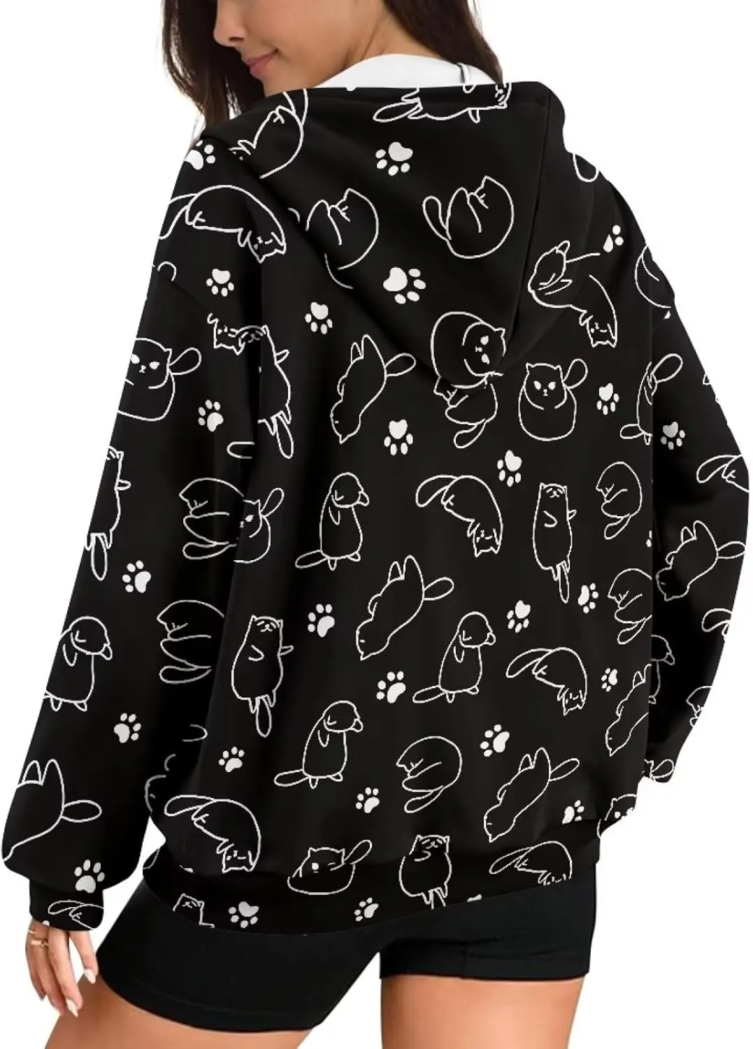 Womens Oversized Hoodie with Zipper Pockets Hooded Gradient Sweatshirt Women Zip Up Sweater Women Size XS-4XL