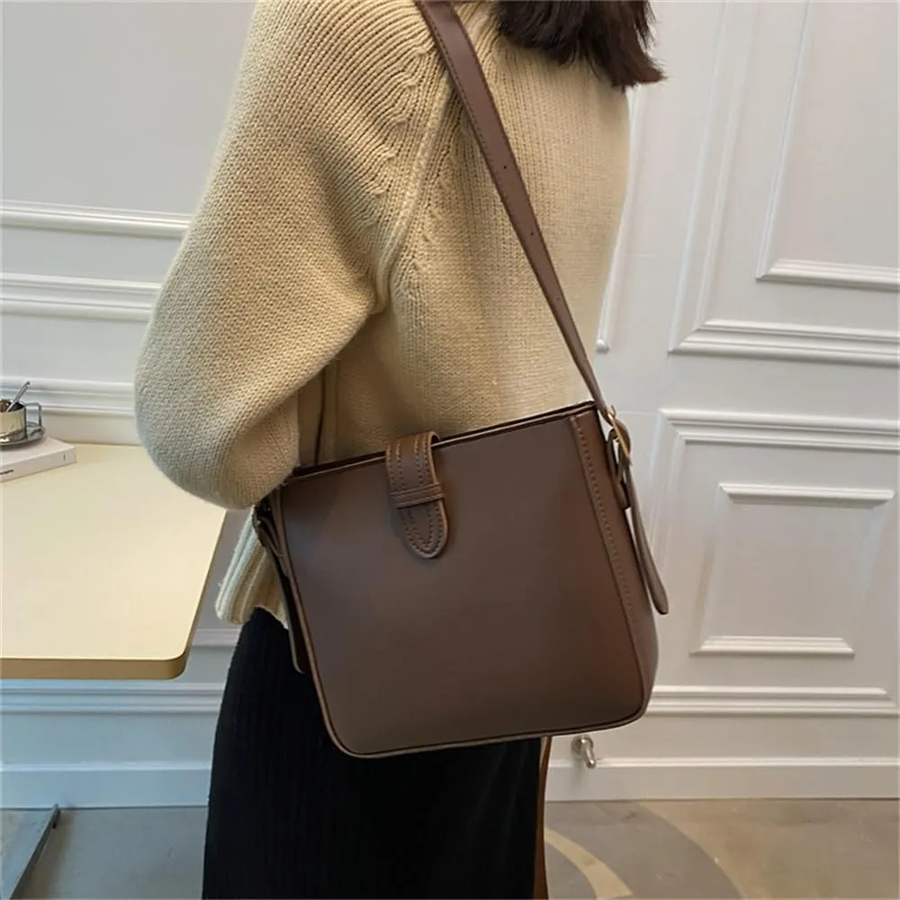 Womens' Shoulder Bag Ladies Bucket Bag Shoulder Crossbody for School Work Leisure(Coffee)