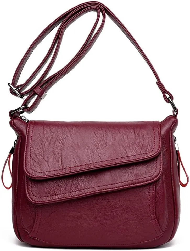 Women's Shoulder Bag Multi Pockets Crossbody Purse Leather Flapover Messenger Satchel Designer Travel Work Handbag