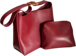 Women's Solid Color Tote Bag Two-Piece Set, Fashionable Bucket Large Capacity Casual Two-Piece Shoulder Messenger Bag
