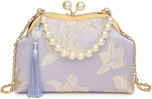 Women's Tassel Flower Pearl Portable Shell Bag Chain Shoulder Mouth Gold Bag