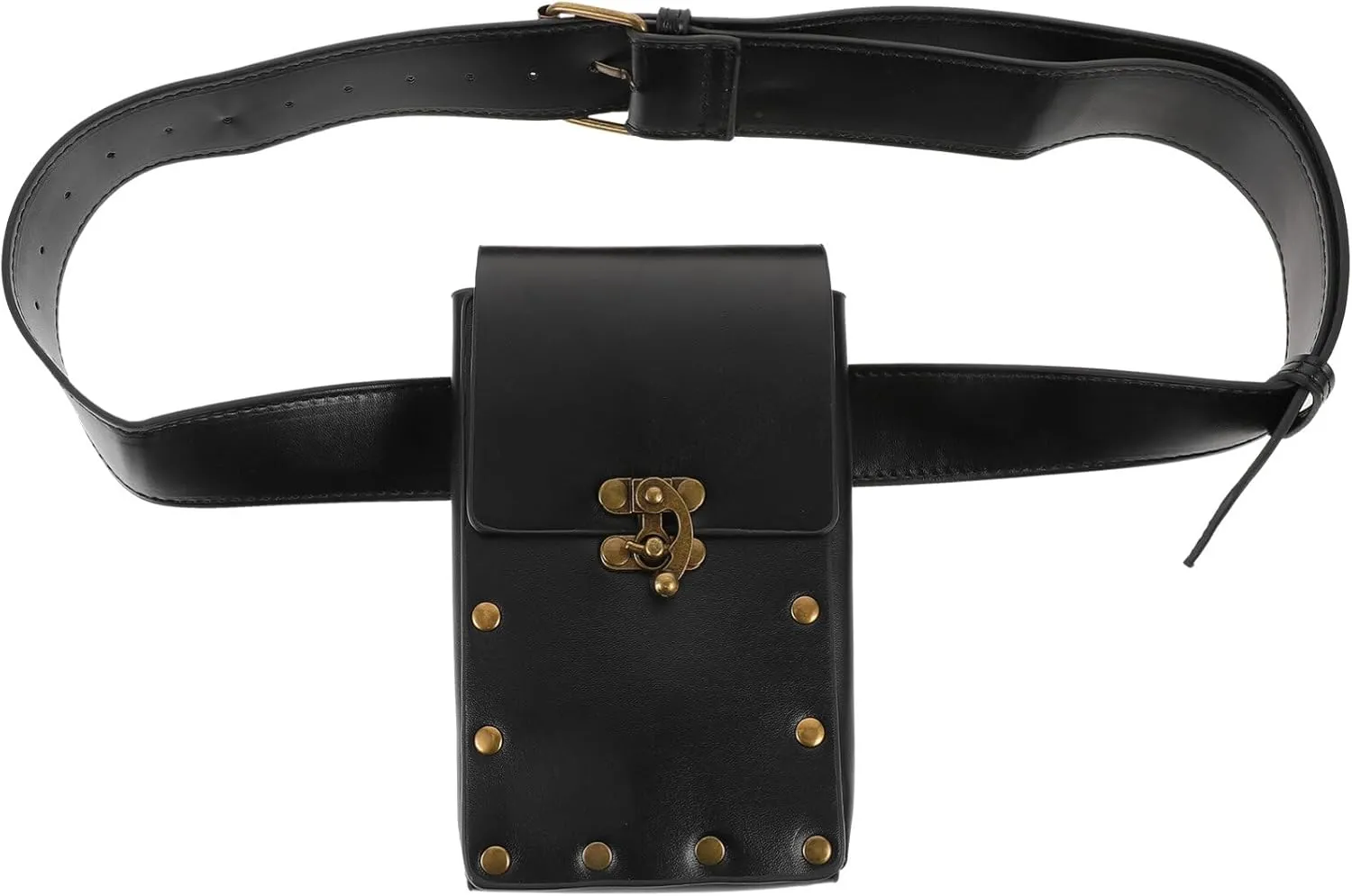 Yardwe Medieval Belt Pouch Punk Waist Bag Vintage PU Leather Fanny Pack Medieval Wallet Renaissance Cosplay Costume Accessories for Halloween Festival Cosplay