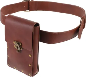 Yardwe Medieval Belt Pouch Punk Waist Bag Vintage PU Leather Fanny Pack Medieval Wallet Renaissance Cosplay Costume Accessories for Halloween Festival Cosplay