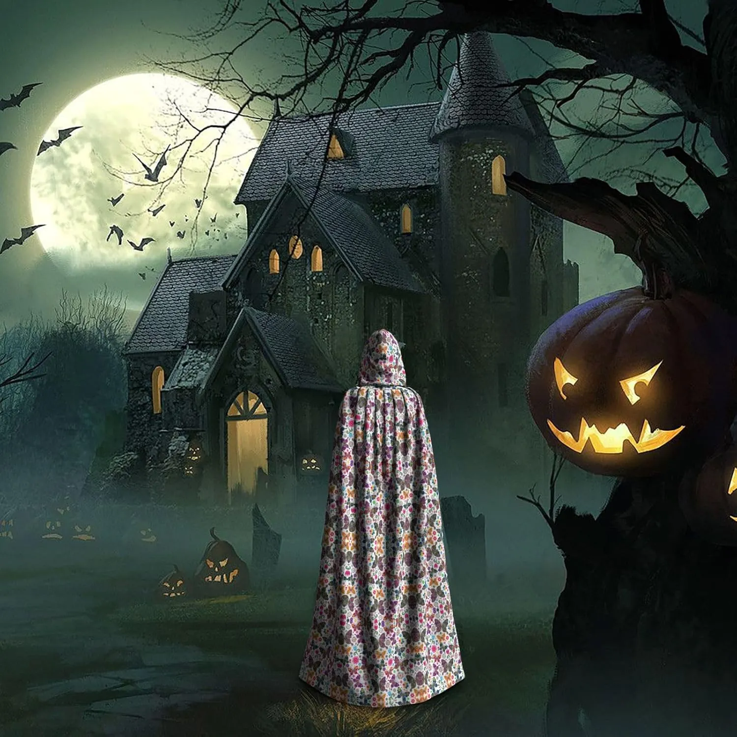 Yellow Fresh Lemons Mystical Hooded Cloak for Men & Women,Ideal for Halloween, Cosplay, and Carnivals,185CM