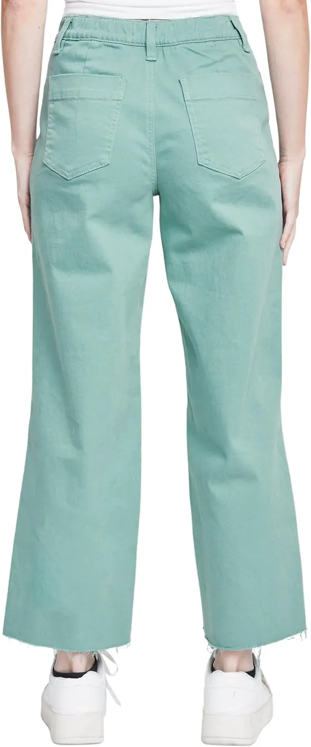YMI Women's High Rise Cropped Trouser Jeans Wide Leg Fit, P209207