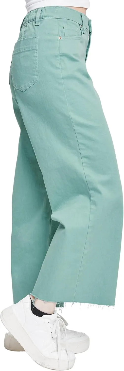 YMI Women's High Rise Cropped Trouser Jeans Wide Leg Fit, P209207