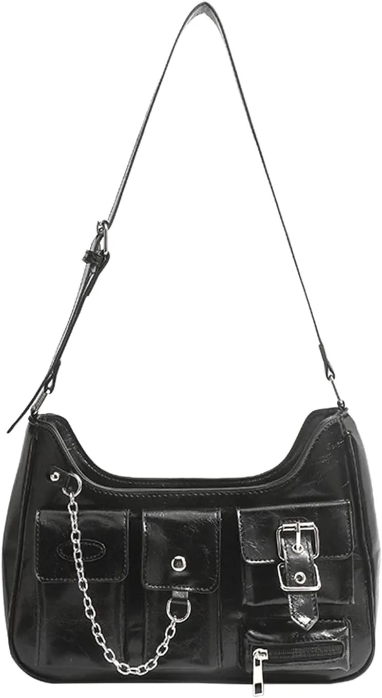 YXBQueen Shoulder Bag for Women Trendy Purse Vegan Leather Hobo Handbags Saddle Bag Tote Bag
