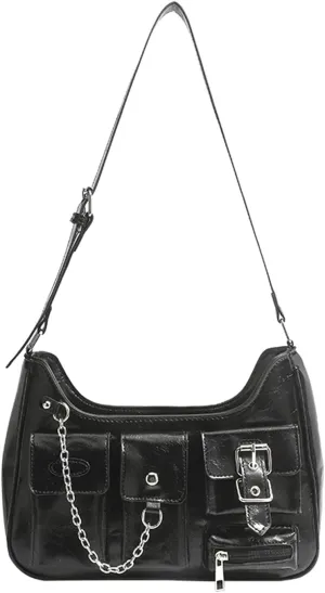 YXBQueen Shoulder Bag for Women Trendy Purse Vegan Leather Hobo Handbags Saddle Bag Tote Bag