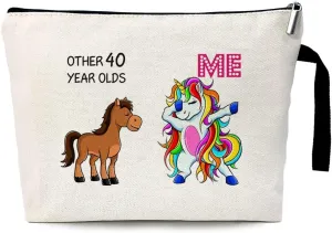 ZHANTUONE Other 40 Year Olds Me Unicorn Funny Cosmetic Bag, for Travel Toiletry Zipper Storage Pouch Makeup Bag, 40th Birthday Gifts, Wife 40th Birthday, Birthday Gifts Women